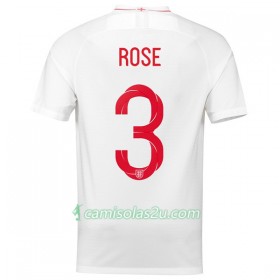 Camisolas de Futebol Inglaterra Rose 3 Equipamento Principal Copa do Mundo 2018 Manga Curta